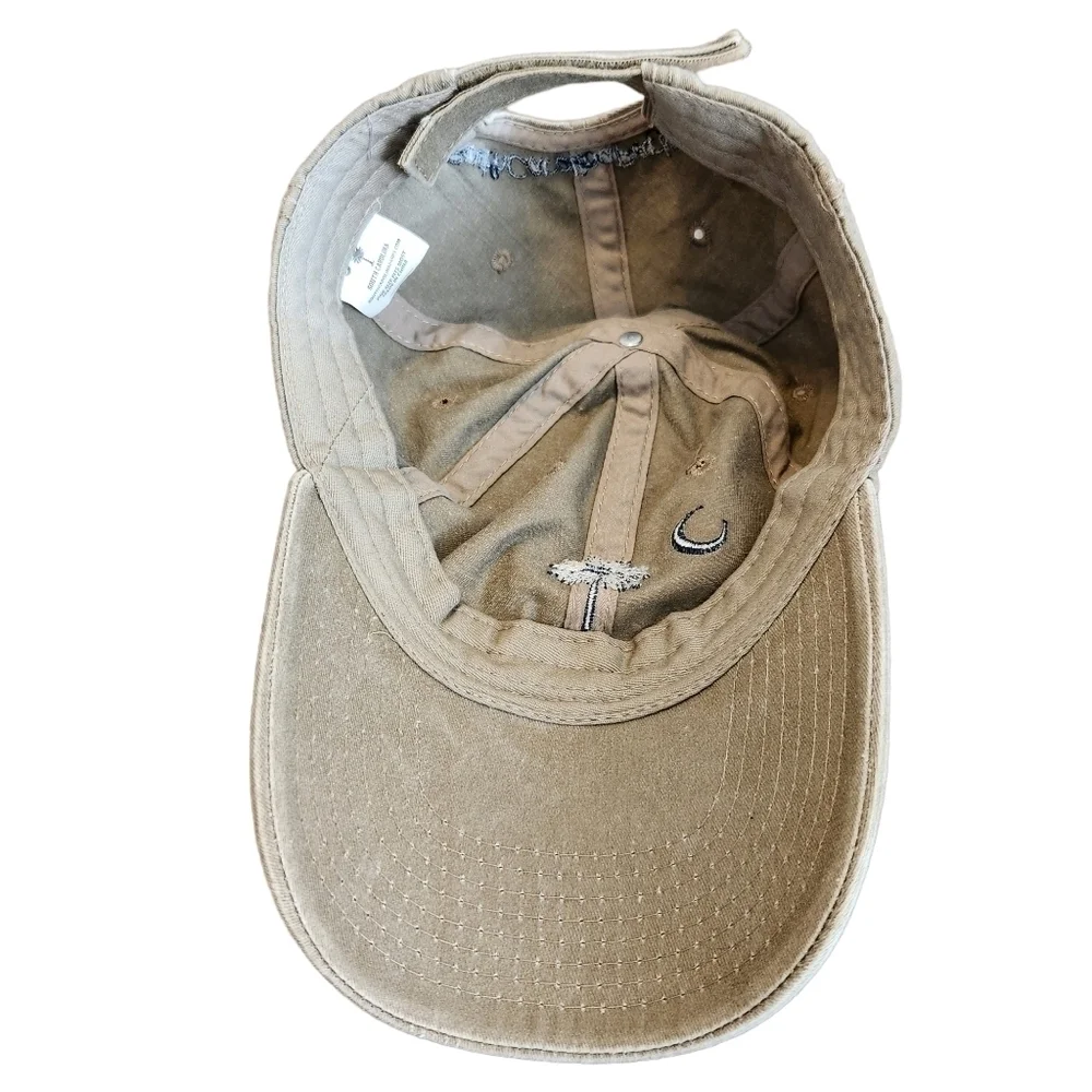 Embroidered olive khaki South Carolina SC Palmetto Crescent Washed Cap Hat